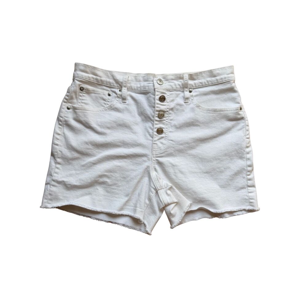 J.Crew White Denim Jean High Rise Button Fly Cut Off Shorts Size 29 Preppy
